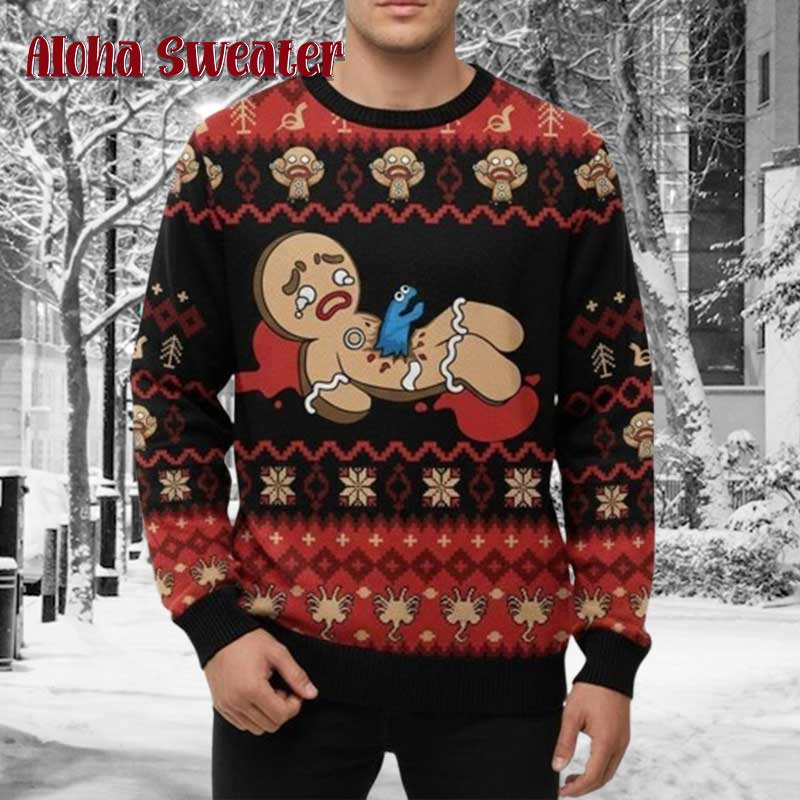 Gingerbread Bite Me Ugly Christmas Sweater - Holiday Gift product image 2