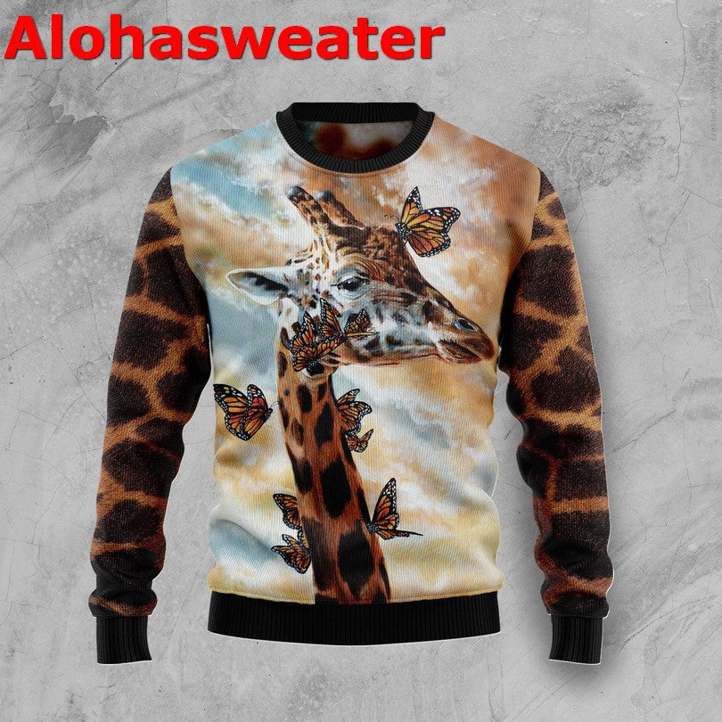 Giraffe and Santa Ugly Christmas Sweater - Holiday Gift product image 3
