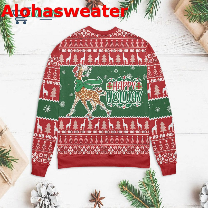 Giraffe happy holiday Christmas Sweater - Holiday Gift product image 2