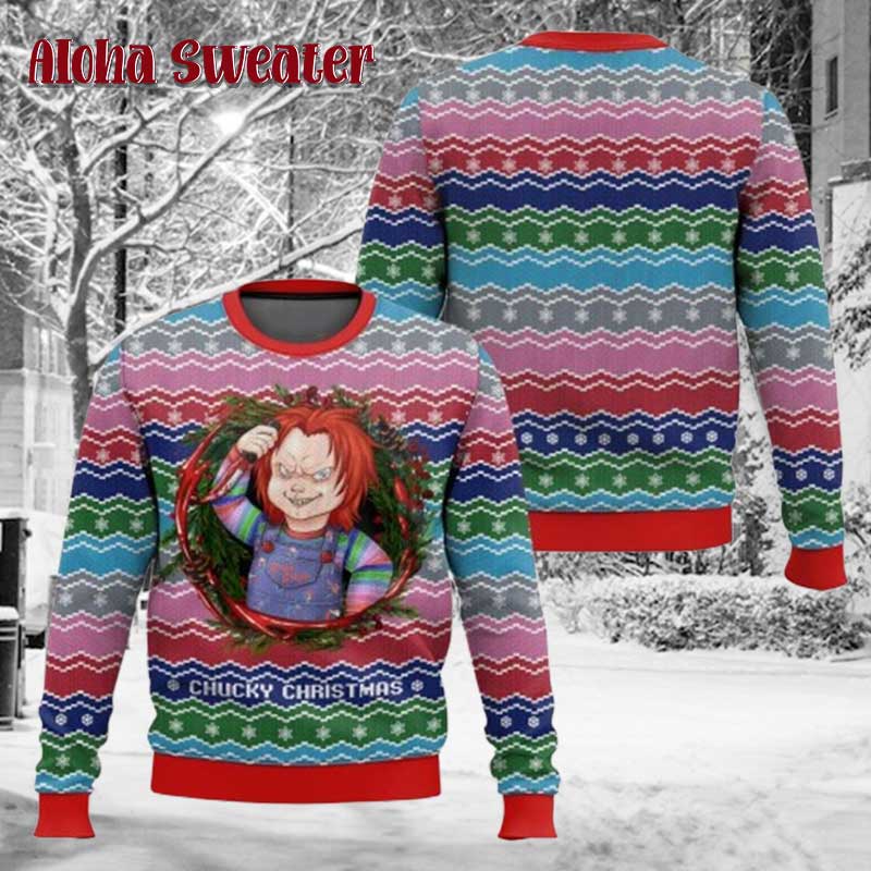 Chuckie Doll Good Guys Halloween Chucky Ugly Christmas Sweater - Holiday Gift product image 5