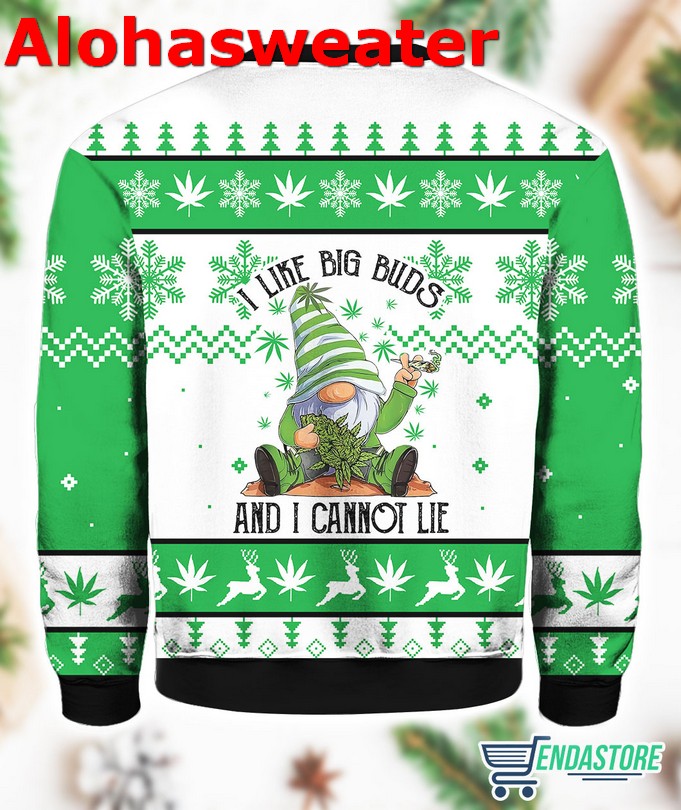 Gnome I Like Big Buds And I Cannot Lie Christmas Sweater - Holiday Gift product image 2