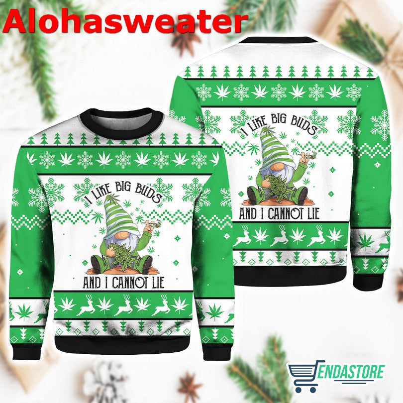 Gnome I Like Big Buds And I Cannot Lie Christmas Sweater - Holiday Gift product image 3