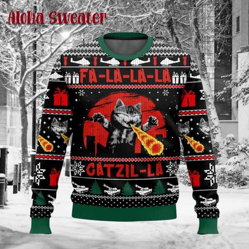 Fire Out Godzilla Ugly Christmas Sweater - Holiday Gift product image 2