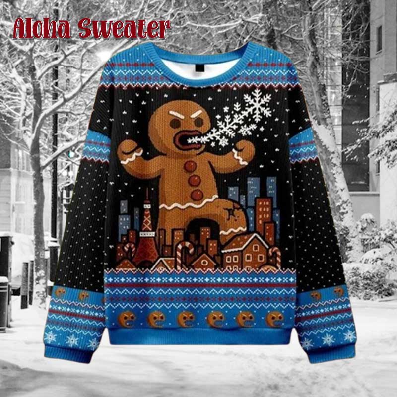 Gingerbread Let’s Get Baked Ugly Christmas Sweater - Holiday Gift product image 5