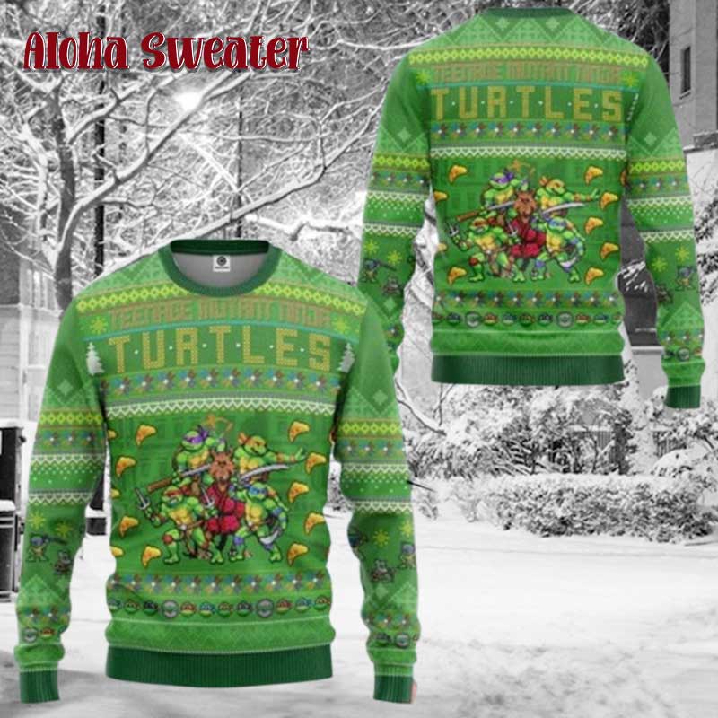 Funny Halloween Ninja Turtles Ugly Christmas Sweater - Holiday Gift product image 2