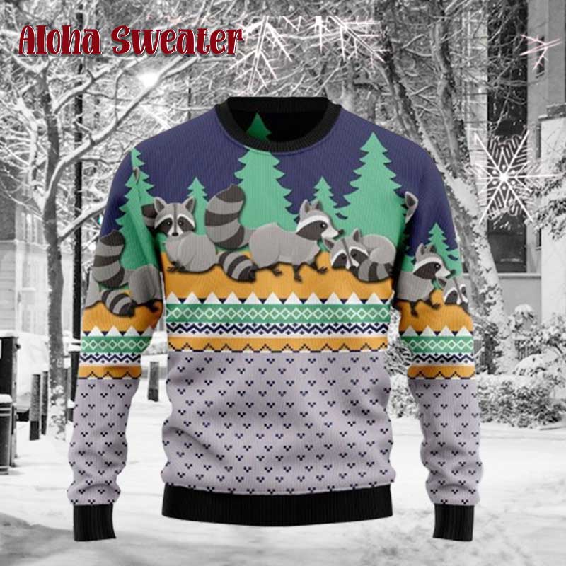 Racoon Funny Trashing Snow Ugly Christmas Sweater - Holiday Gift product image 4