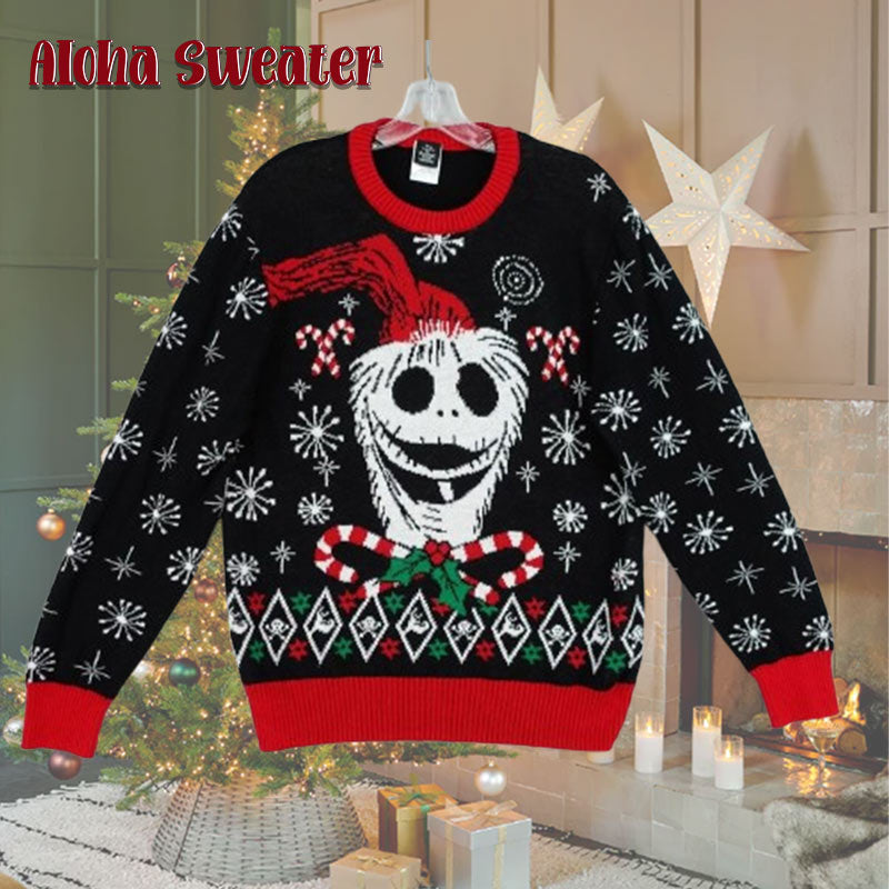 Nightmare Before Jack Candy Cane Christmas Halloween Ugly Christmas Sweater - Holiday Gift product image 5