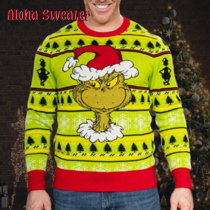 Light Colors Grinch Pattern Ugly Christmas Sweater - Holiday Gift product image 5