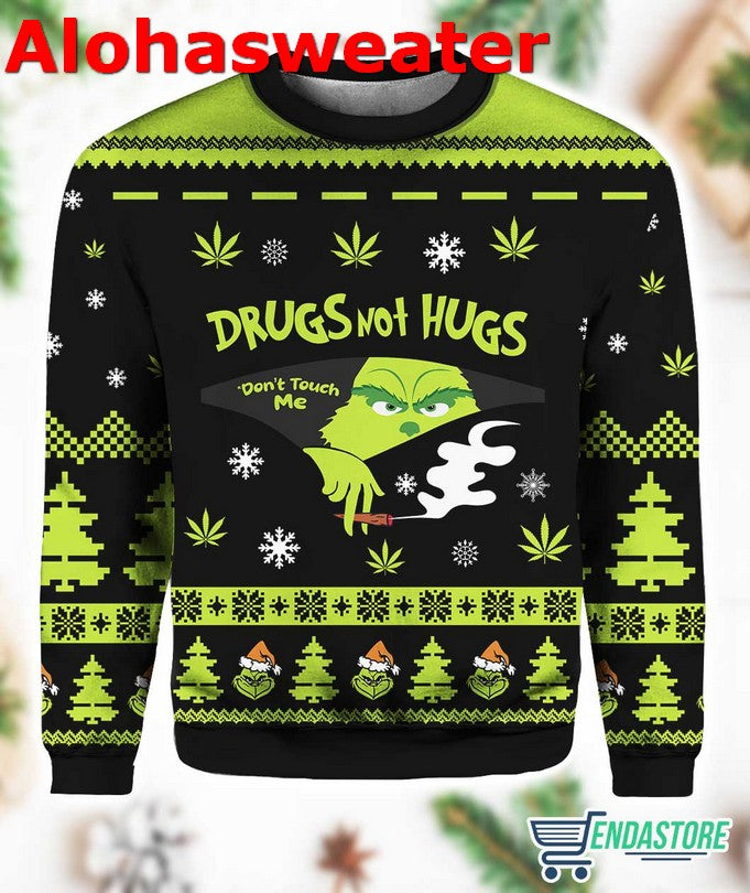 Grnch Drugs Not Hugs Don’t Touch Me Ugly Christmas Sweater - Holiday Gift product image
