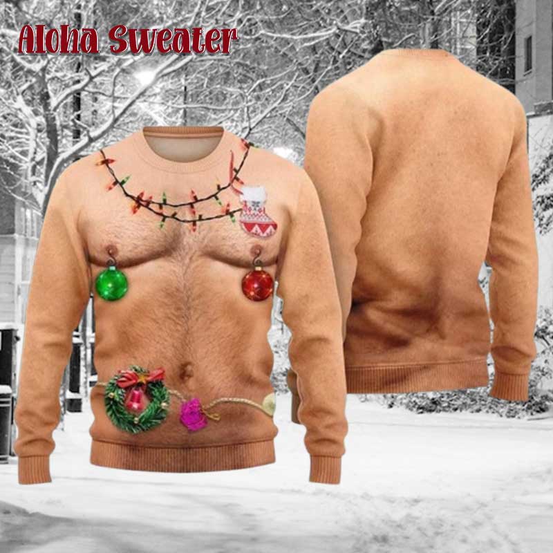 Hairy Chest Funny Cosplay Ugly Christmas Sweater - Holiday Gift product image 2