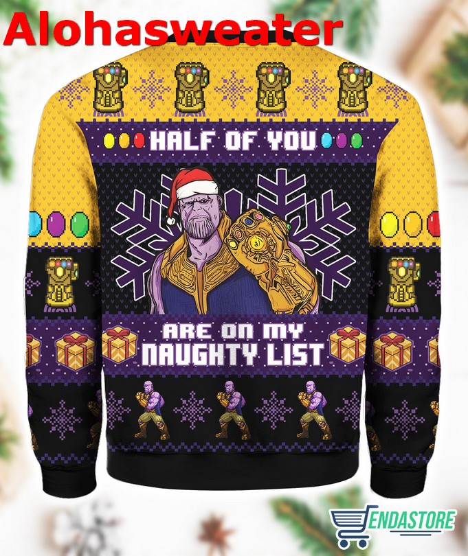 Half Of You Are On My Naughty List Thanos Ugly Christmas Sweater - Holiday Gift product image 2