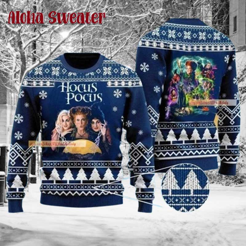 Three Witches Sanderson Sisters Hocus Pocus Ugly Christmas Sweater - Holiday Gift product image 5