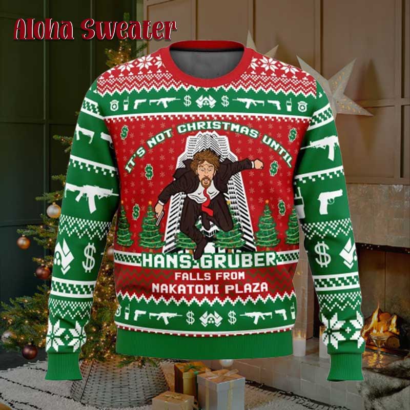 Hans Gruber Fall Nakatomi Die Hard Ugly Christmas Sweater - Gift Idea product image 2