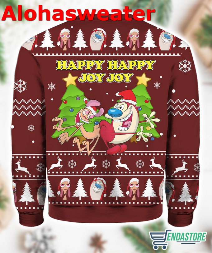 Happy Happy Joy Joy Ren And Stimpy Ugly Christmas Sweater - Holiday Gift product image 3