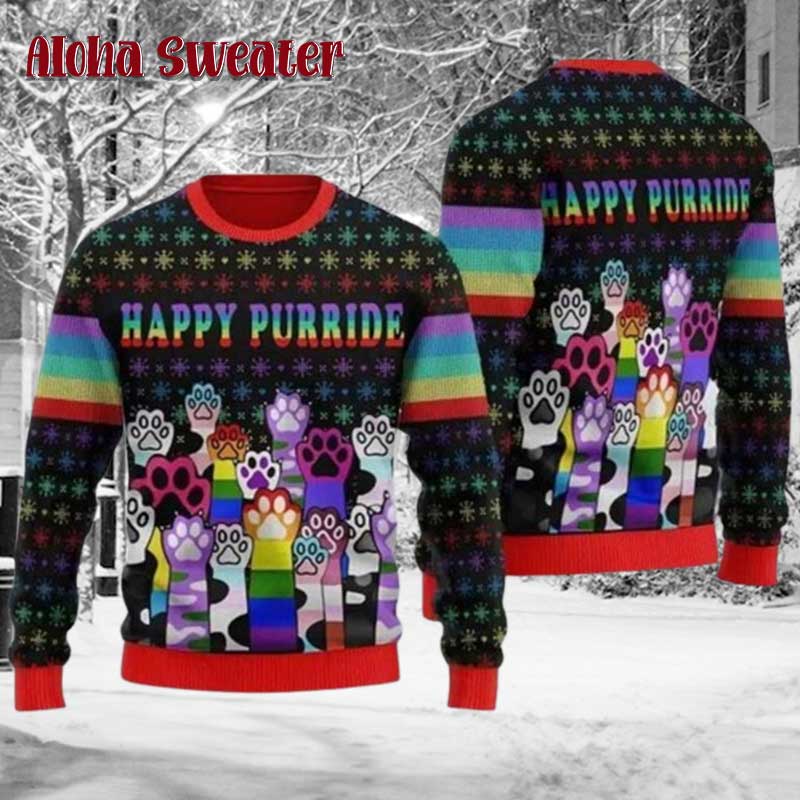 Gay Cozy Not Today Goat Rainbow Ugly Christmas Sweater - Holiday Gift product image 2