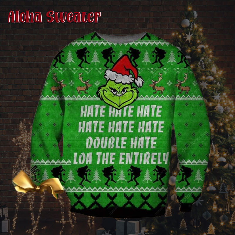 Hate Hate Hate Cute Christmas Grinch Ugly Christmas Ugly Christmas Sweater - Holiday Gift product image