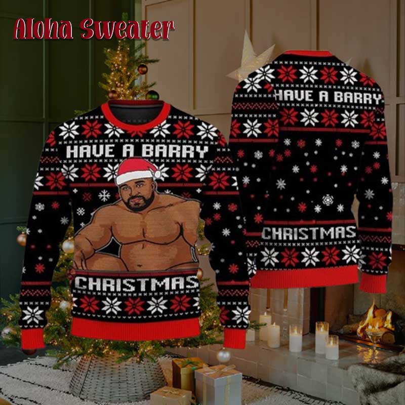 Have A Barry Merry Quotes Funny Meme Ugly Christmas Sweater - Holiday Gift product image 2
