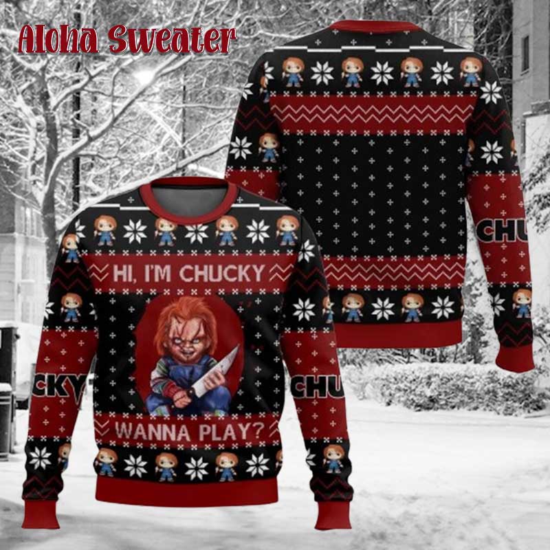 Chucky Graphic Vintage Comic Style Ugly Christmas Sweater - Holiday Gift product image 5