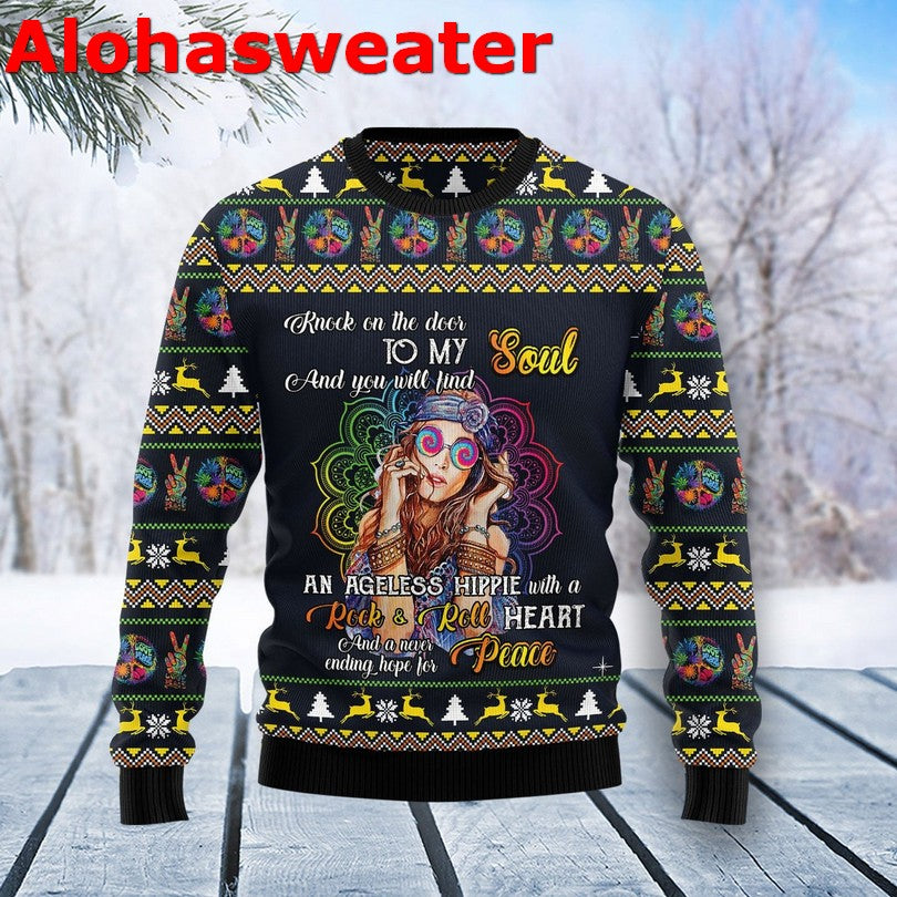Hippie girl Christmas Sweater - Holiday Gift product image