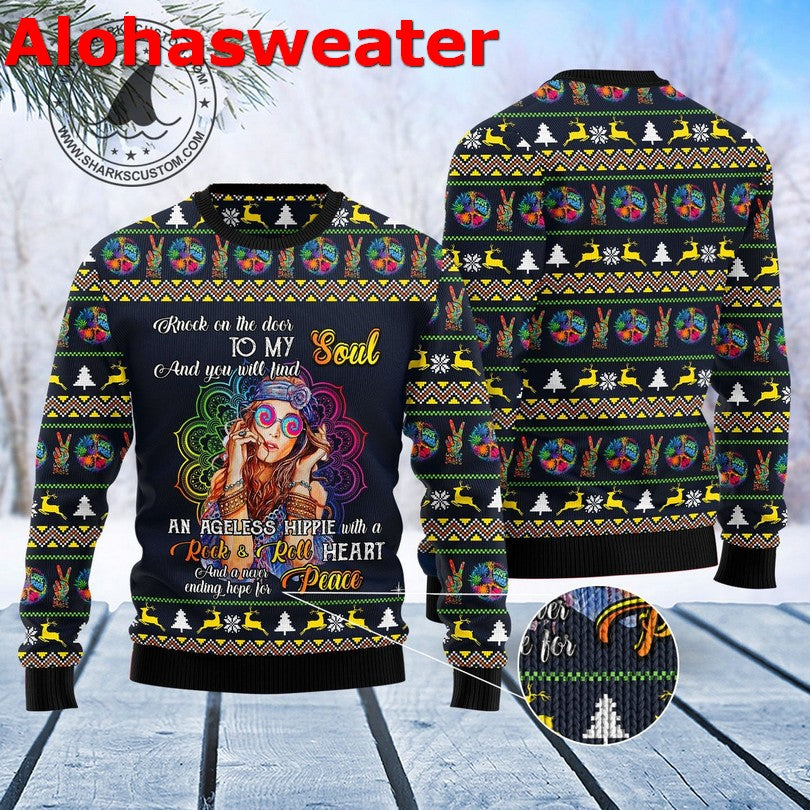 Hippie girl Christmas Sweater - Holiday Gift product image 2