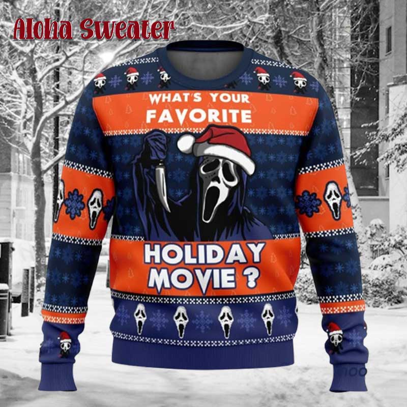 Happy Halloween Ghostface Scream Ugly Christmas Sweater - Holiday Gift product image 2