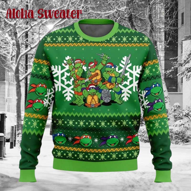 Green Tmnt Ninja Turtles Ugly Christmas Sweater - Holiday Gift product image 2