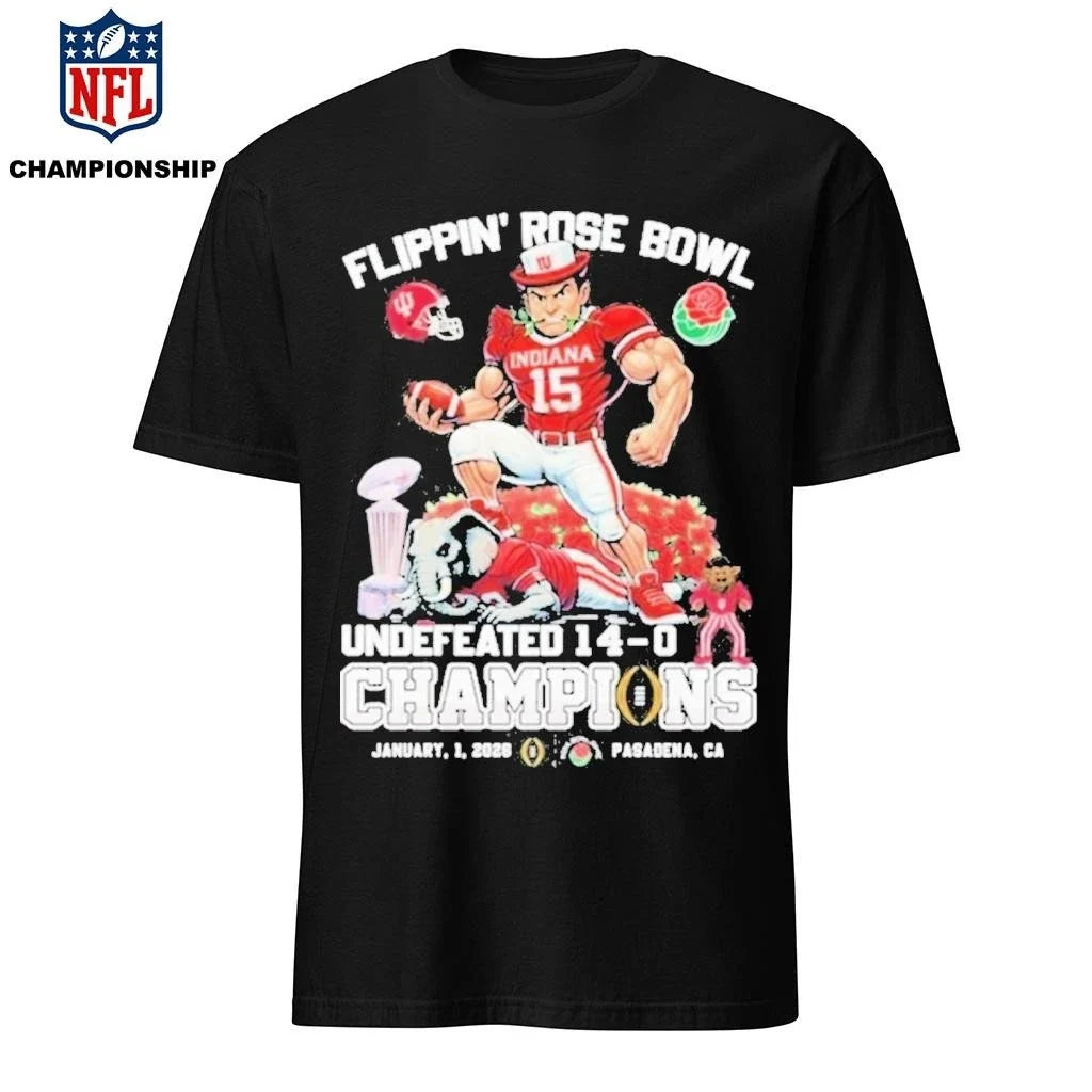 Hoosiers Flippin' Rose Bowl Champions Undefeated 14-0 - Adult & Kids T-Shirts, Sweatshirts & Hoodies apparel design preview 1