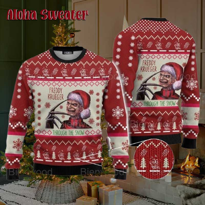 He’s Sniffing For You Freddy Krueger Ugly Christmas Sweater - Holiday Gift product image 2