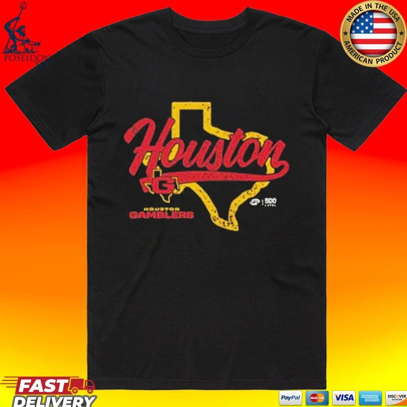 Houston Gamblers State Map - Adult & Kids T-Shirts, Sweatshirts & Hoodies apparel design preview 1