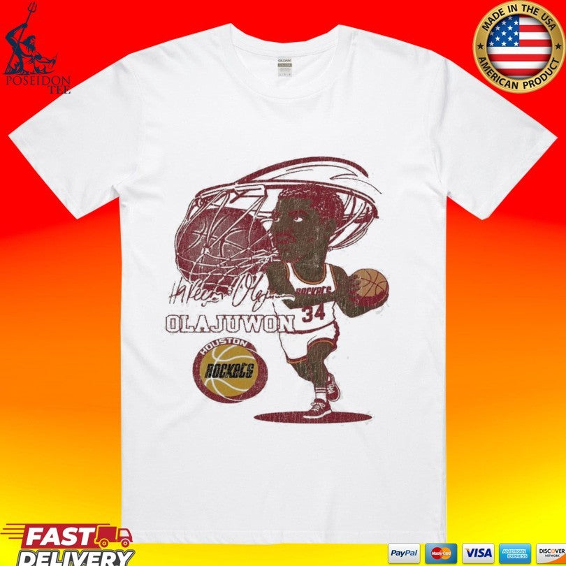 Houston Rockets Hardwood Classics Hakeem Olajuwon - Adult & Kids T-Shirts, Sweatshirts & Hoodies apparel design preview 1