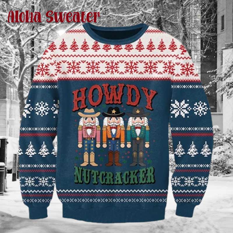 Howdy Nutcracker Cowboy Ugly Christmas Sweater - Holiday Gift product image