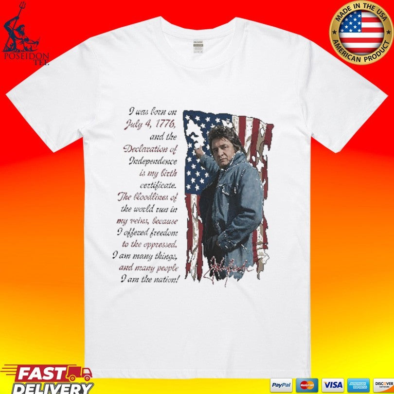 I Am The Nation Since 1776 Johnny Cash Ragged Old - Adult & Kids T-Shirts, Sweatshirts & Hoodies apparel design preview 1