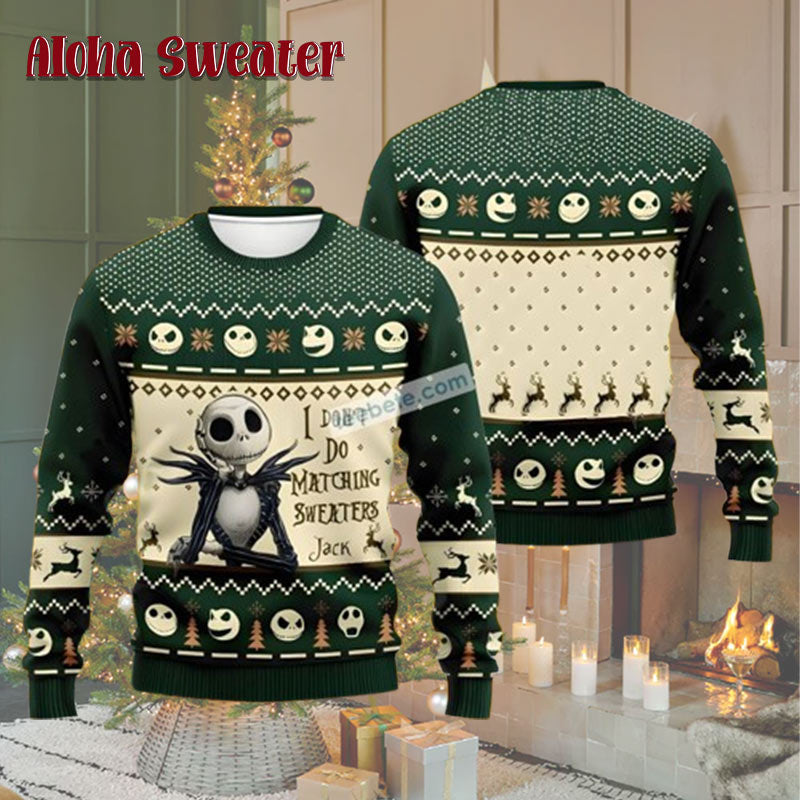 I Dont Do Matching Jack Skellington Green Cute Ugly Christmas Sweater - Holiday Gift product image
