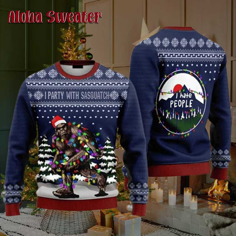 Bigfoot Taking The Corgi Out Ugly Christmas Sweater - Holiday Gift product image 5