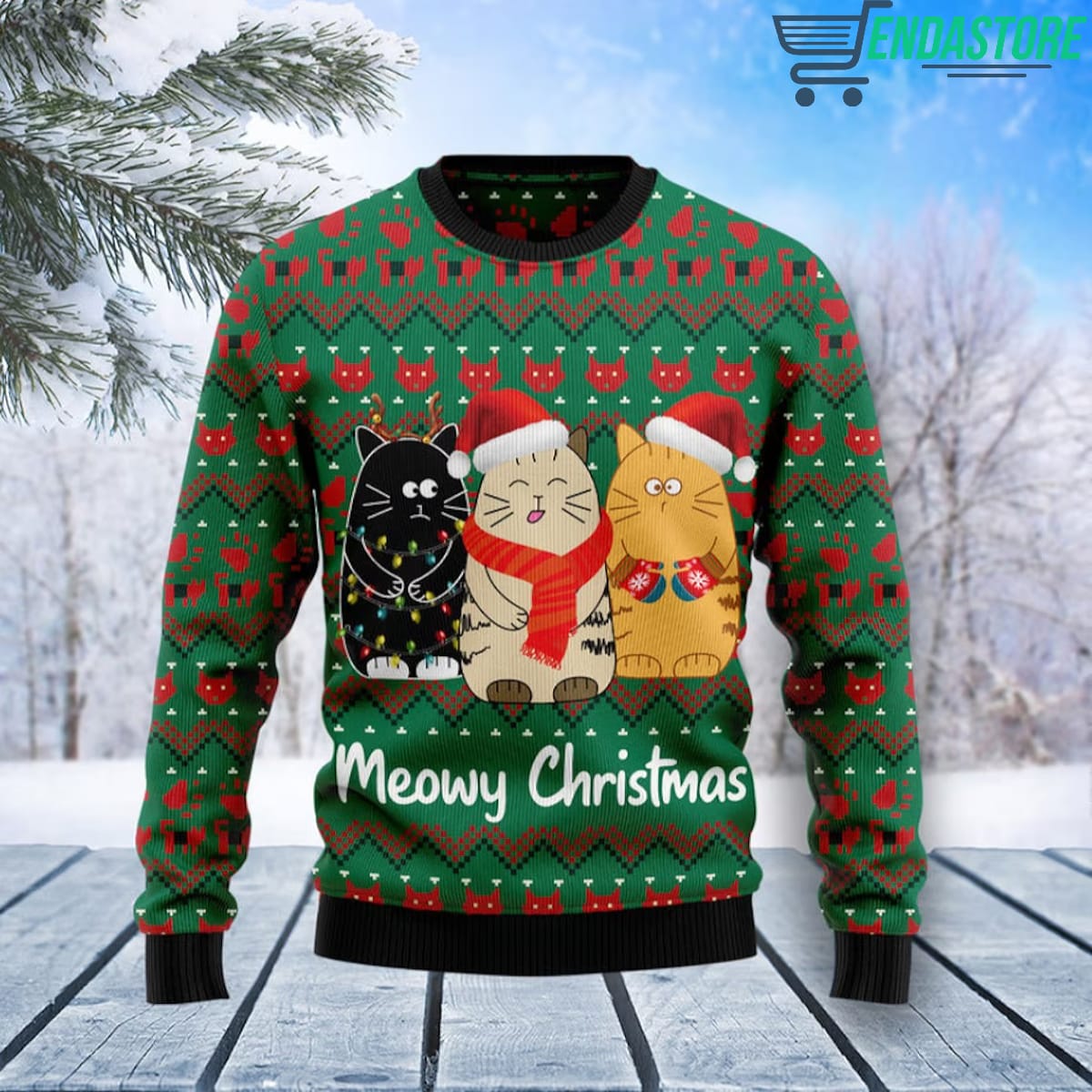 Cat Meowy Christmas 3D Ugly Christmas Sweater - Holiday Gift product image