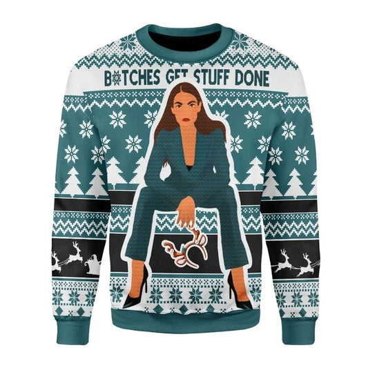 B*tches get stuff done 3D Christmas Sweater - Holiday Gift product image