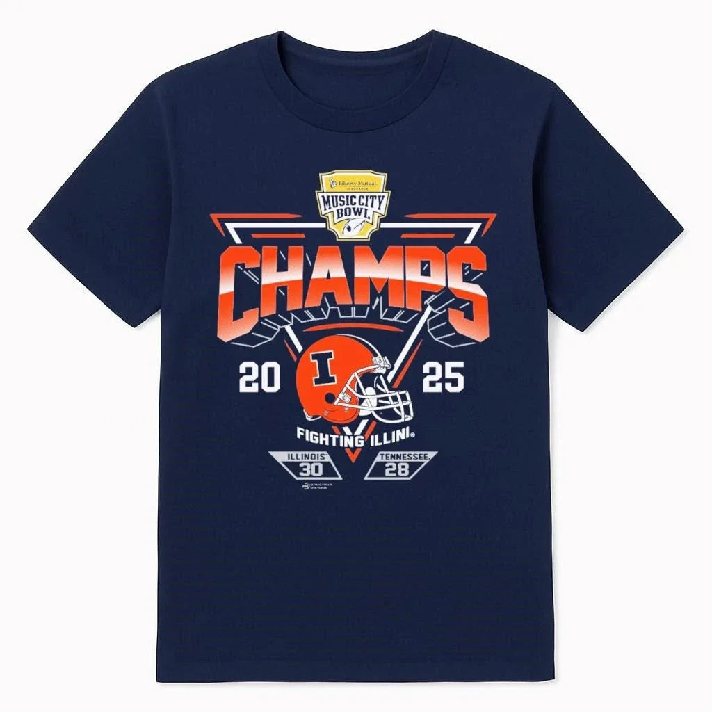Illinois Fighting Illini 2025 TransPerfect Music City - Adult & Kids T-Shirts, Sweatshirts & Hoodies apparel design preview 1
