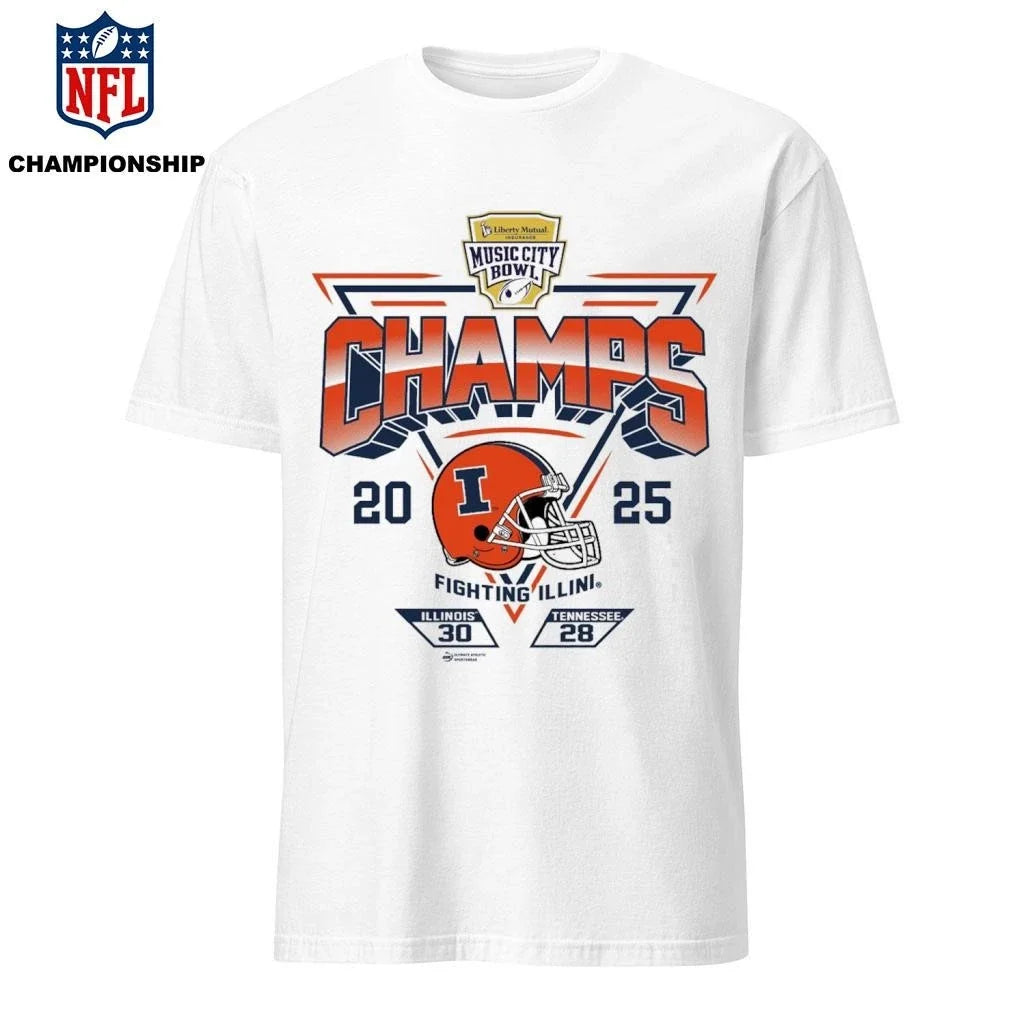 Illinois Football 2025 Music City Bowl Champions - Adult & Kids T-Shirts, Sweatshirts & Hoodies apparel design preview 1