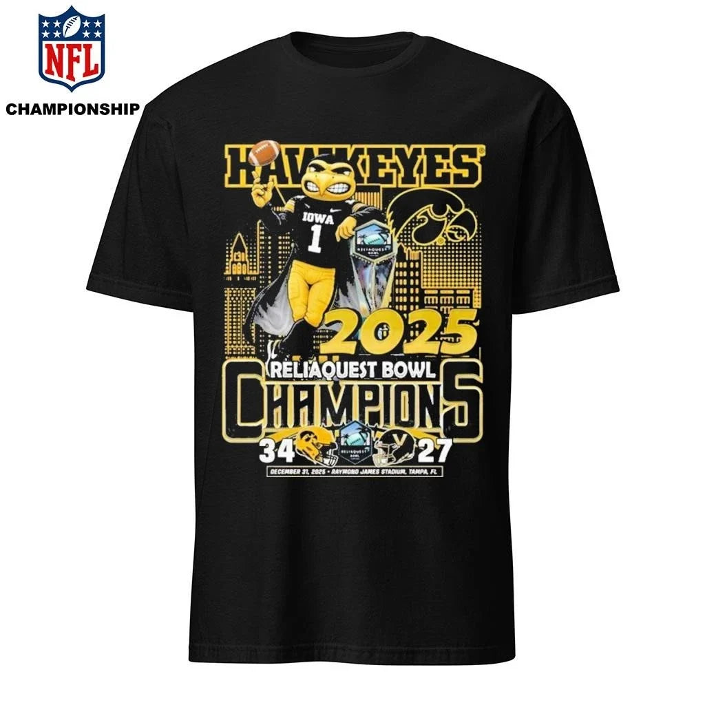 Iowa Hawkeyes 2025 Champions Mascot - Adult & Kids T-Shirts, Sweatshirts & Hoodies apparel design preview 1