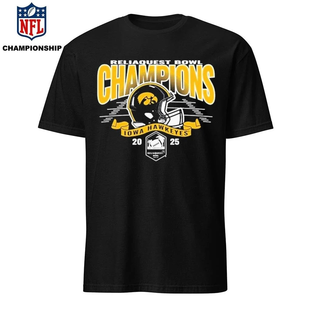 Iowa Hawkeyes Black Blue 84 2025 ReliaQuest Bowl - Adult & Kids T-Shirts, Sweatshirts & Hoodies apparel design preview 1