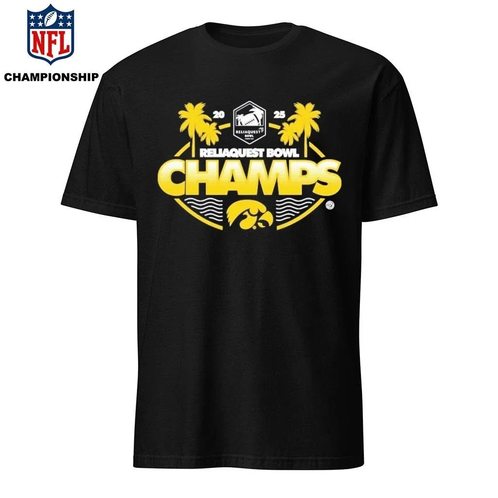 Iowa Hawkeyes Football 2025 ReliaQuest Bowl Champions - Adult & Kids T-Shirts, Sweatshirts & Hoodies apparel design preview 1