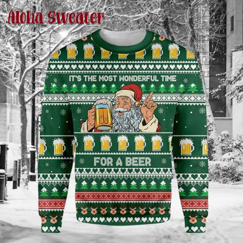 Happy Beer Santa Clause Ugly Christmas Sweater - Holiday Gift product image 2