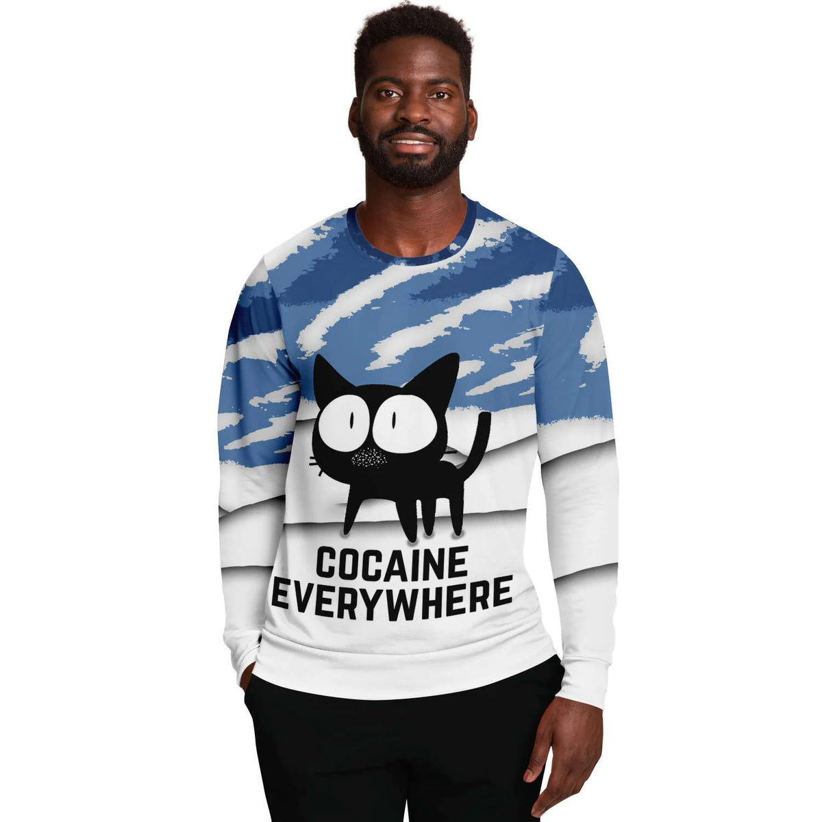 Black cat cocaine everywhere 3D Christmas Sweater - Holiday Gift product image 4