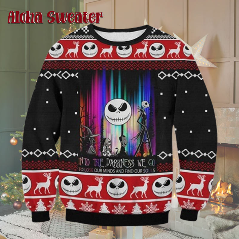 Jack Skelington Rainbow Pattern The Nightmare Before Christmas Ugly Christmas Sweater - Holiday Gift product image