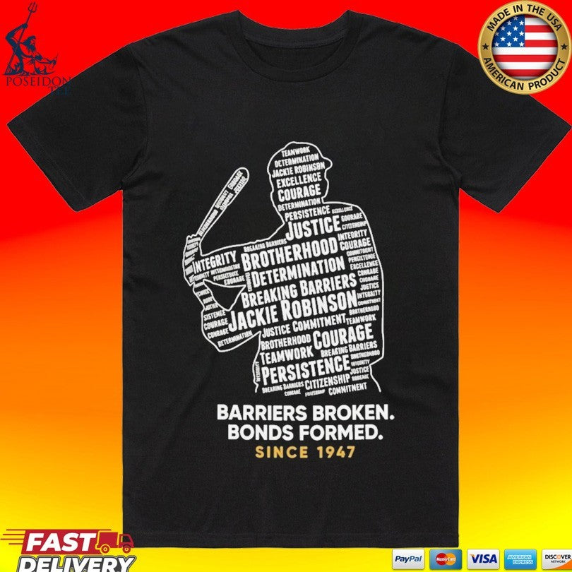Jackie Robinson Day Barriers Broken Bonds Formed - Adult & Kids T-Shirts, Sweatshirts & Hoodies apparel design preview 1