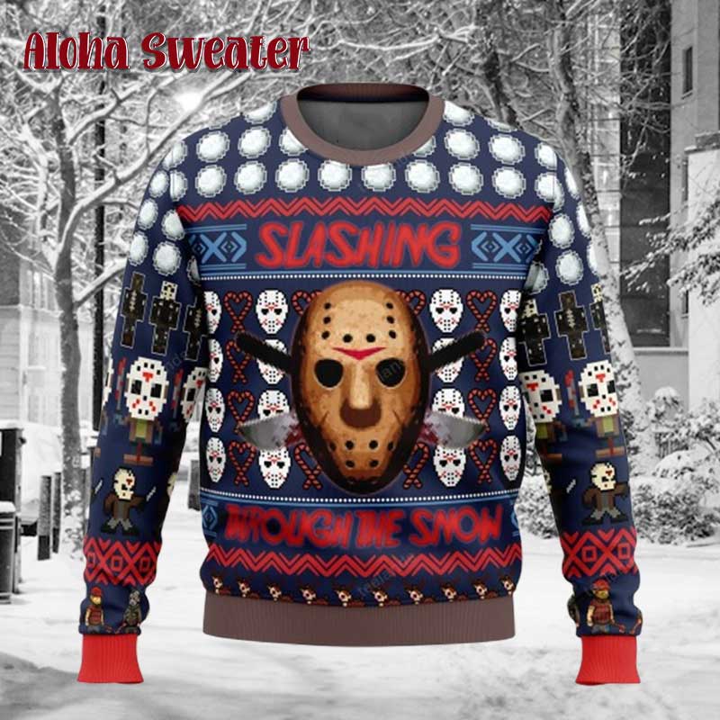 Pink Mugshot Jason Voorhees Ugly Christmas Sweater - Holiday Gift product image 3