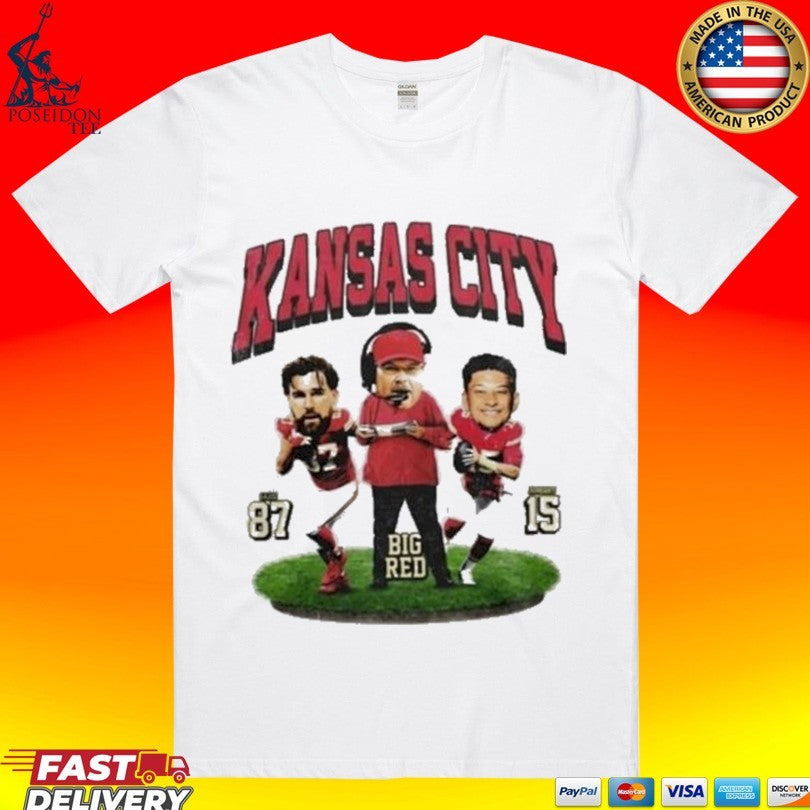 Kansas City Big Head Mahomes Travis Kelce and Andy - Adult & Kids T-Shirts, Sweatshirts & Hoodies apparel design preview 1