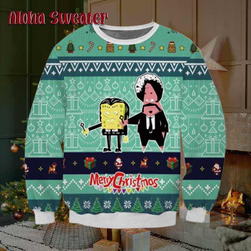 Kelp Fiction But They Re Frogs Pulp Fiction Ugly Christmas Sweater - Holiday Gift product image