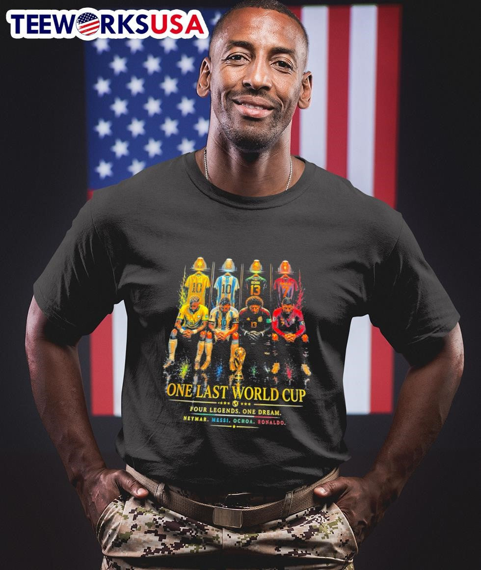 One Last World Cup Four Legends Dream Neymar Messi - Adult & Kids T-Shirts, Sweatshirts & Hoodies apparel design preview 1