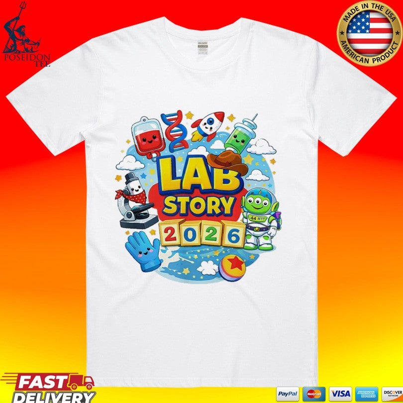 Lab Story Day Funny Cartoon Design 2026 - Adult & Kids T-Shirts, Sweatshirts & Hoodies apparel design preview 1